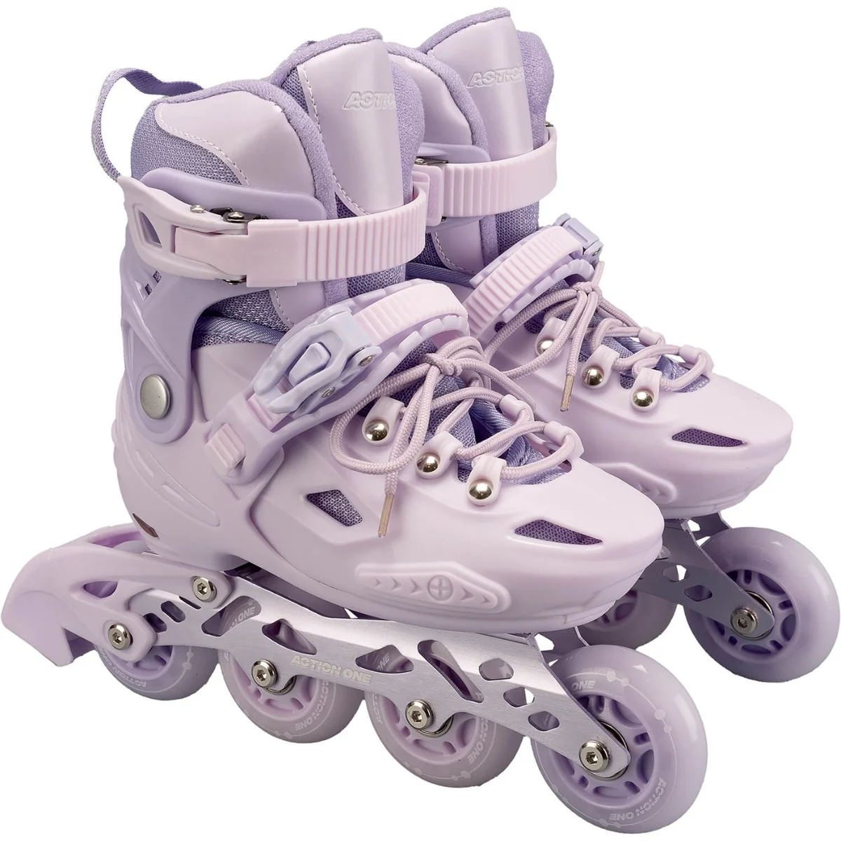 Role reglabile, Action One, Pastel Lila, roti luminoase din silicon, sina aluminiu, M (32-35)