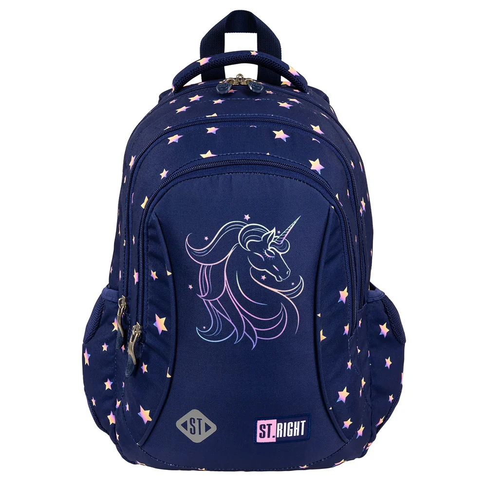 Ghiozdan cu 3 compartimente, St Majewski, St.Right Unicorn Glow, 39 cm