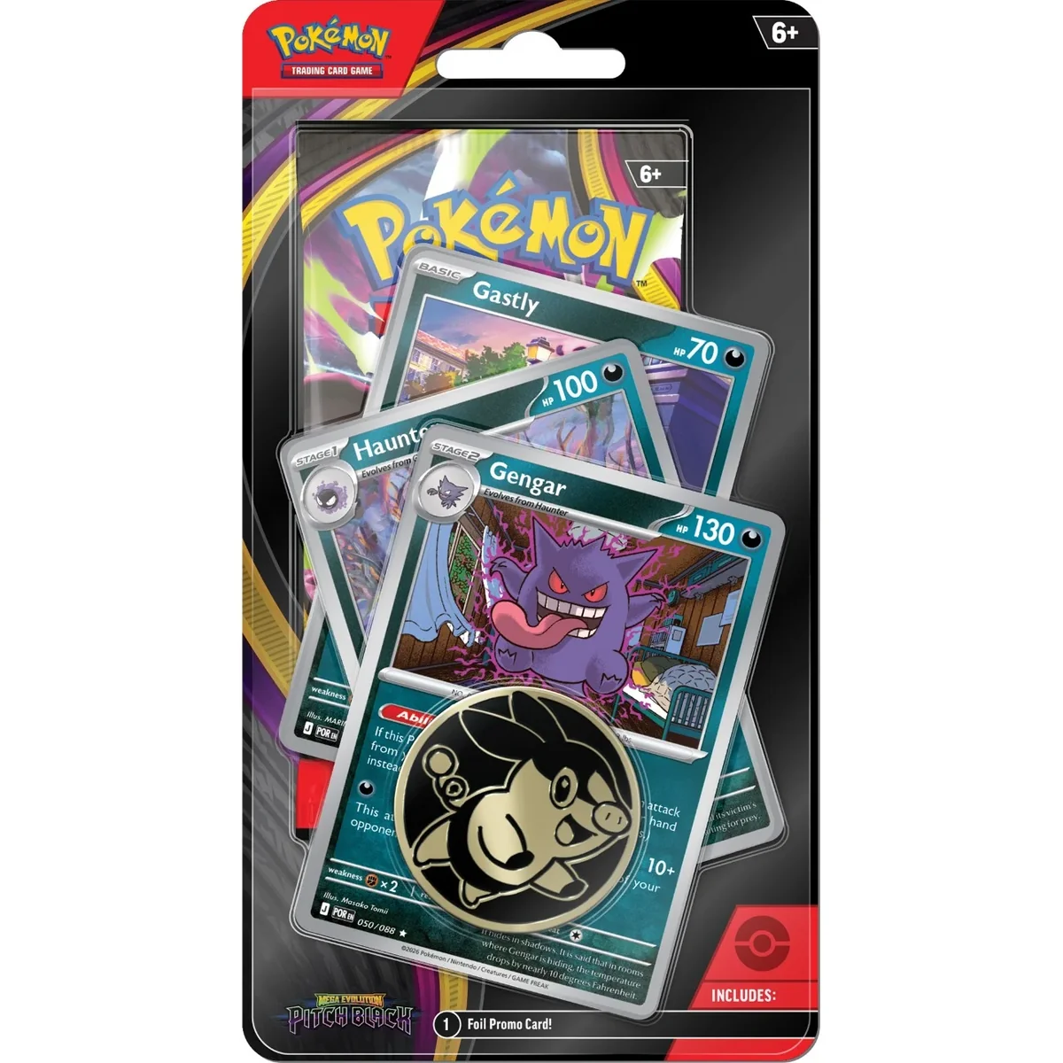 Set carti de joc, Pokemon TCG, Mega Evolution, Pitch Black, Premium Checklane, Gengar
