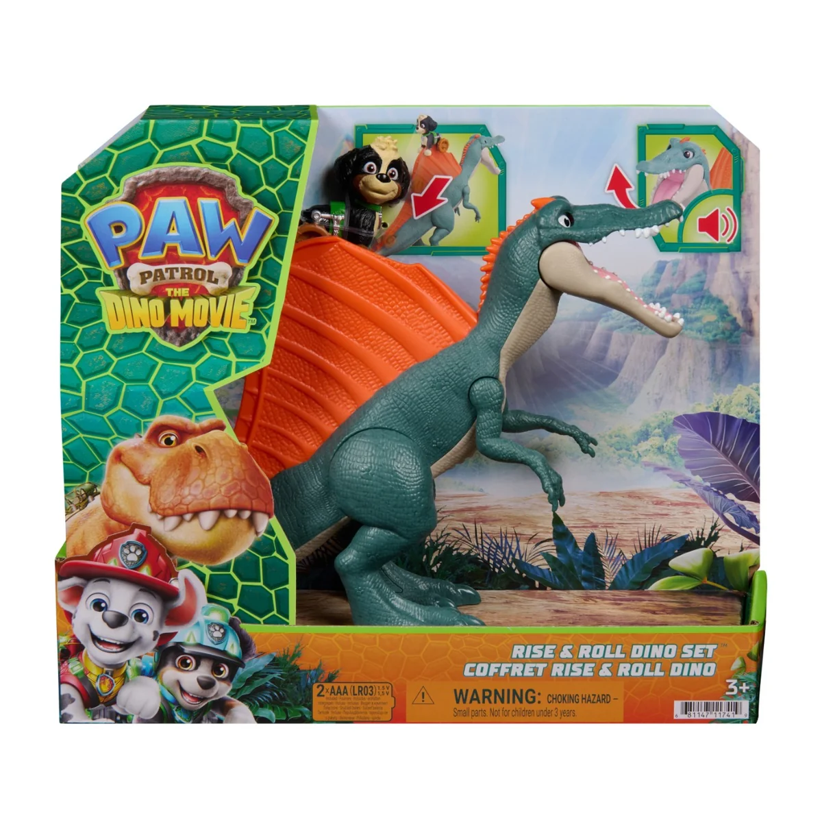 Set de joaca dinozaur si figurina, Paw Patrol, Rise and Roll Dino, 6076188
