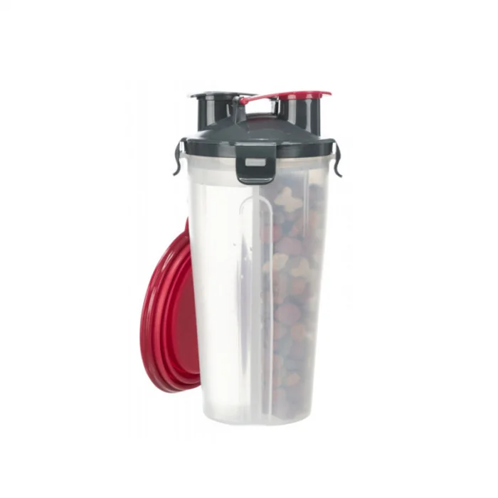 Recipient de apa   hrana din plastic 2 x 0,5 L   11 x 23 cm