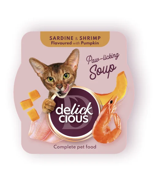 Delickcious Pisica Plic Supa Sardine Cu Creveti Si Dovleac 80 g