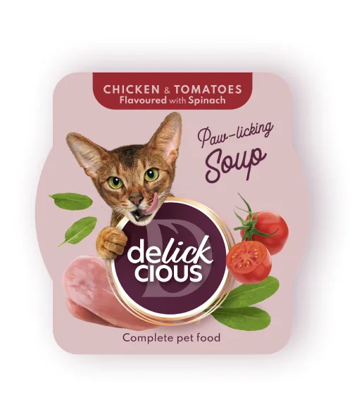 Delickcious Pisica Plic Supa Pui Cu Rosii Si Spanac 80 g