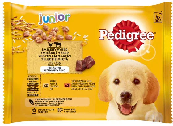 Pedigree Plic Junior Pui/Vita/Ficat in Aspic 4x100 g