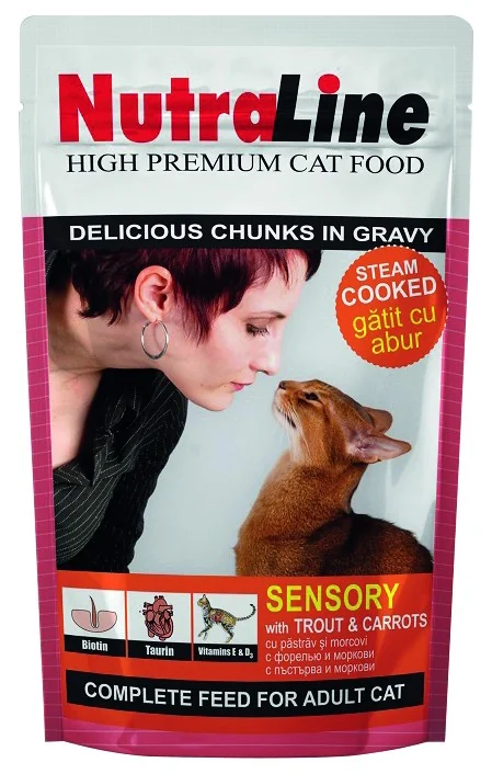 Nutraline Cat Plic Sensory Pastrav/Morcovi 100 g