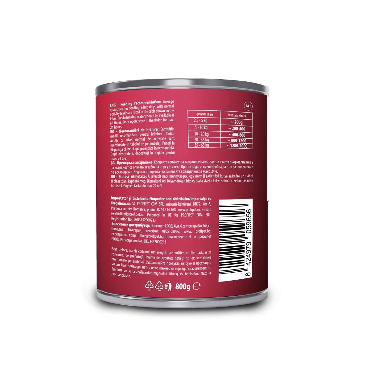 Carnevale Dog Conserva Cangur/Mure/Ulei Canepa 800 g