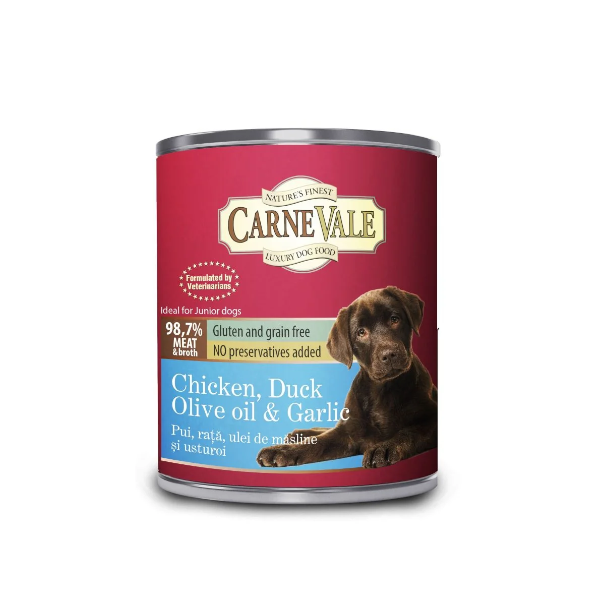 Carnevale Dog Conserva Junior Pui/Rata/Usturoi/Ulei Masline 800 g