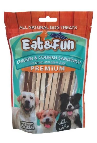 Eat&Fun Recompense Caini Pui Si Cod Sandwich 100 g