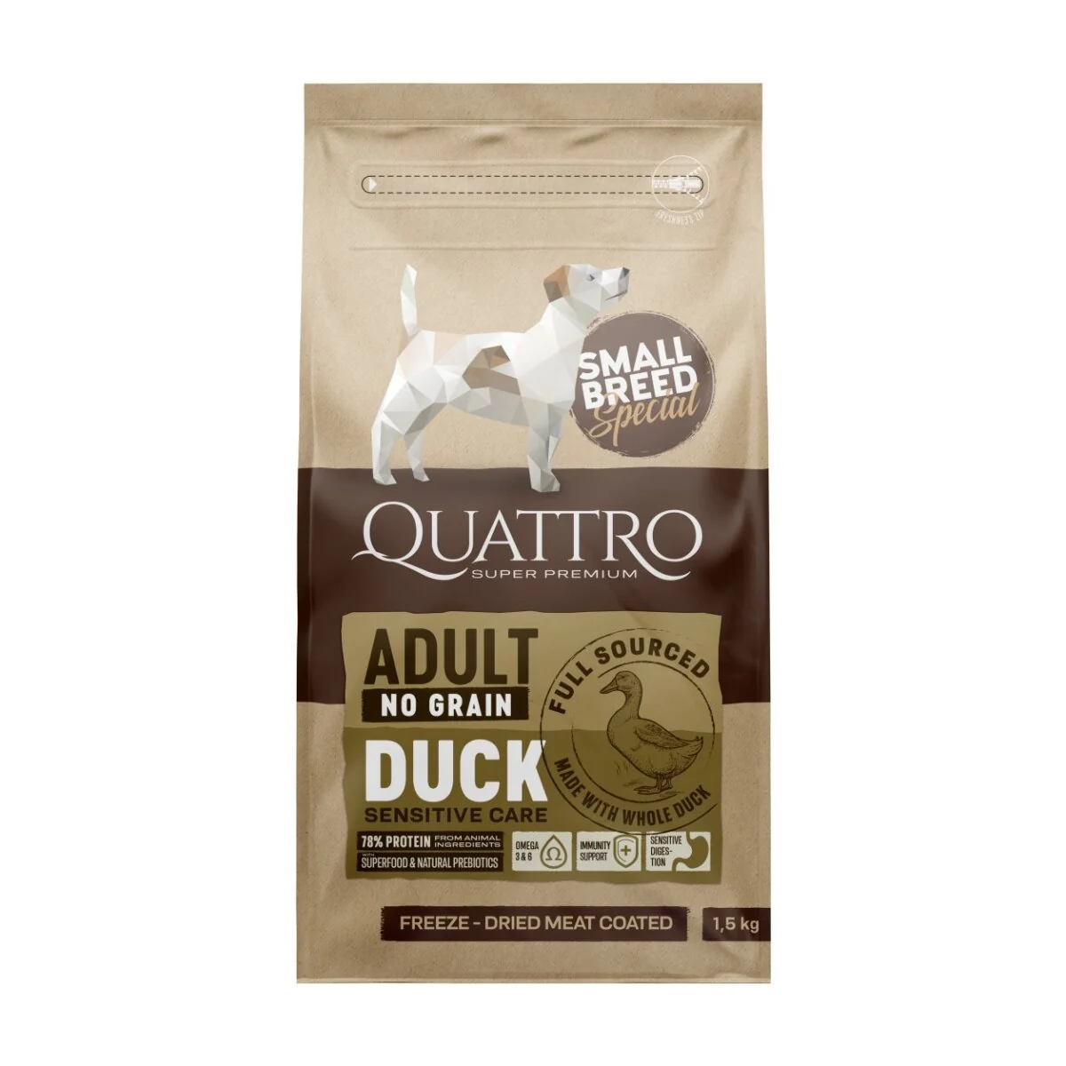 Quattro Dog Small Breed No Grain Adult Rata 1.5 kg