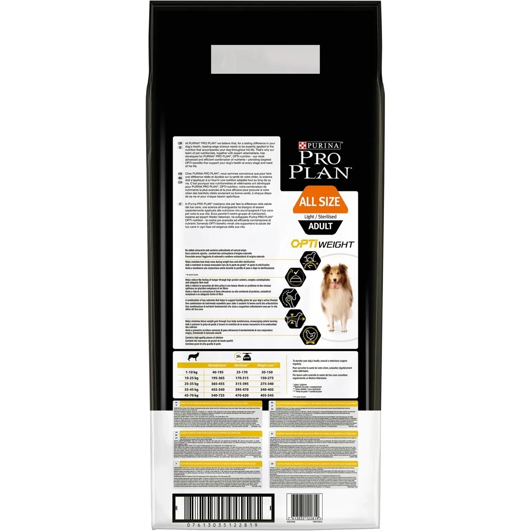 Pro Plan Dog Adult All Size Light/Sterilised Chicken 3 Kg
