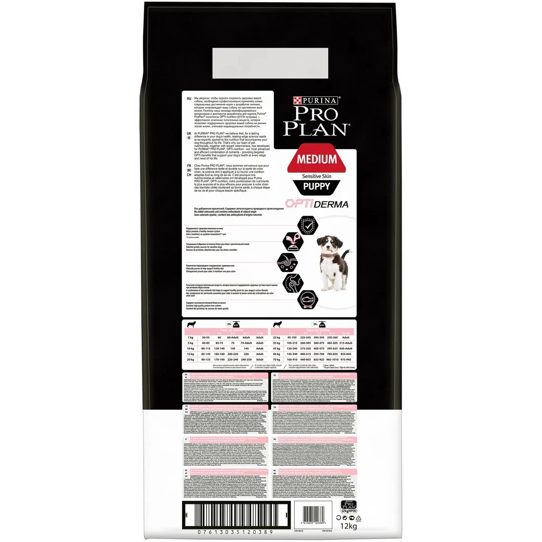 Pro Plan Dog Puppy Medium Sensitive Skin Somon 12 Kg