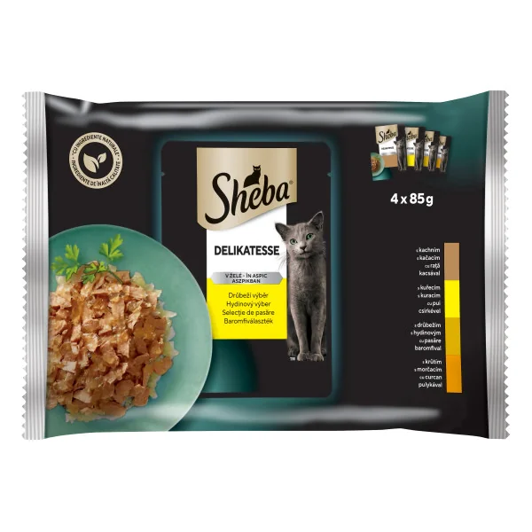 Sheba Plic Pui/Curcan/Rata/Pasare 4x85 G
